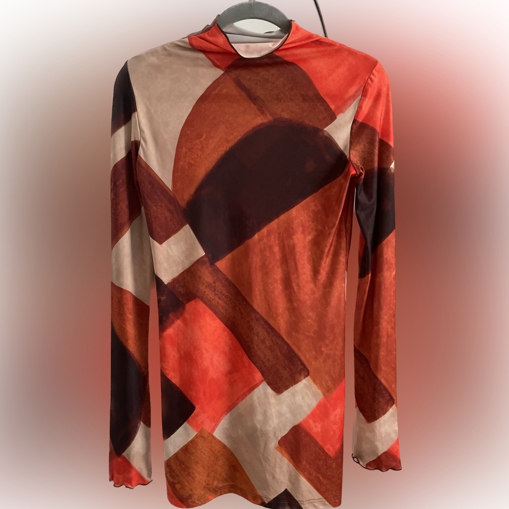Zara Multicolor Abstract Long Sleeve Mini Dress - Picture 4 of 4